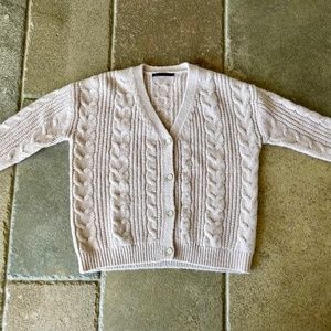 Jenni Kayne Wool & Alpaca Cable Cocoon Cardigan, Blush, XXS